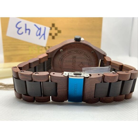 BEWELL W154A Men's Red/Black Sandalwood Analog Dial Quartz Wrist Watch YR43 - Picture 9 of 11